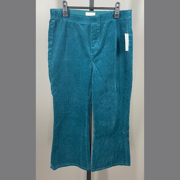 NEW Pilcro Pants Womens Medium petite blue teal corduroy flare crop boho hippie - Picture 1 of 11